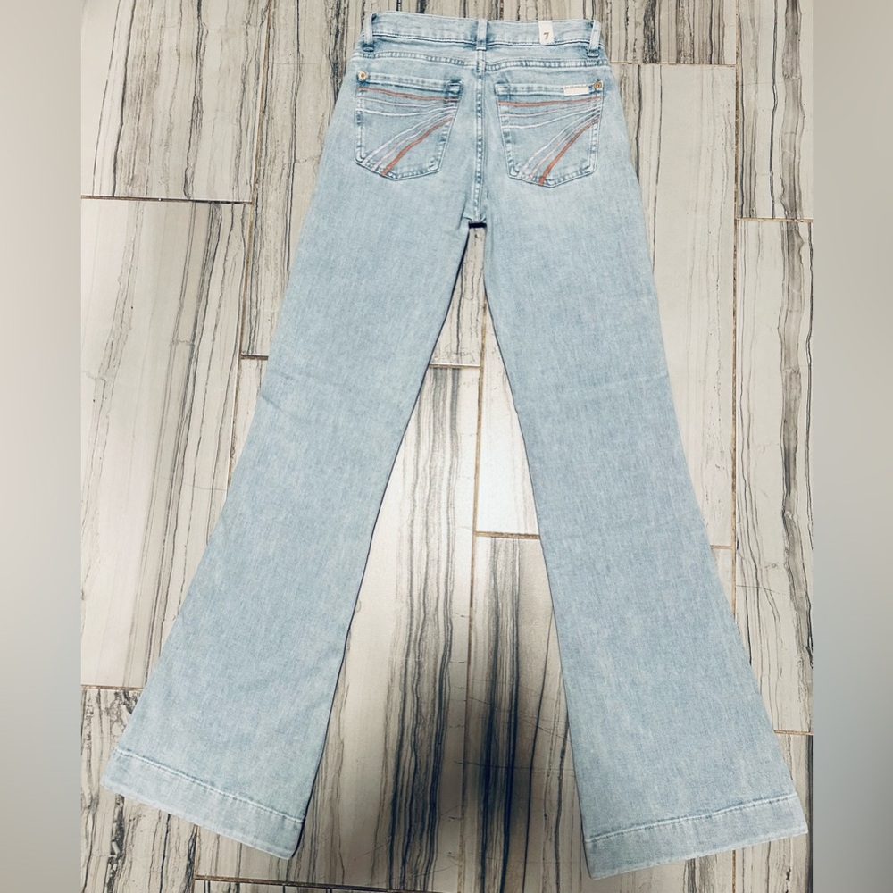 7 For All Mankind Malibu Wash Dojo Tailorless Stretch Bootcut Trouser FlareJeans - Picture 4 of 16